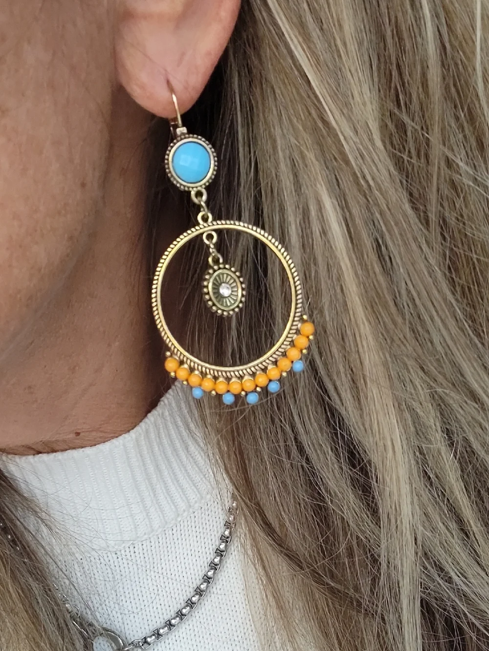 🔥LAST PAIR🔥 Bohemian Bead Drop Hoop Earrings